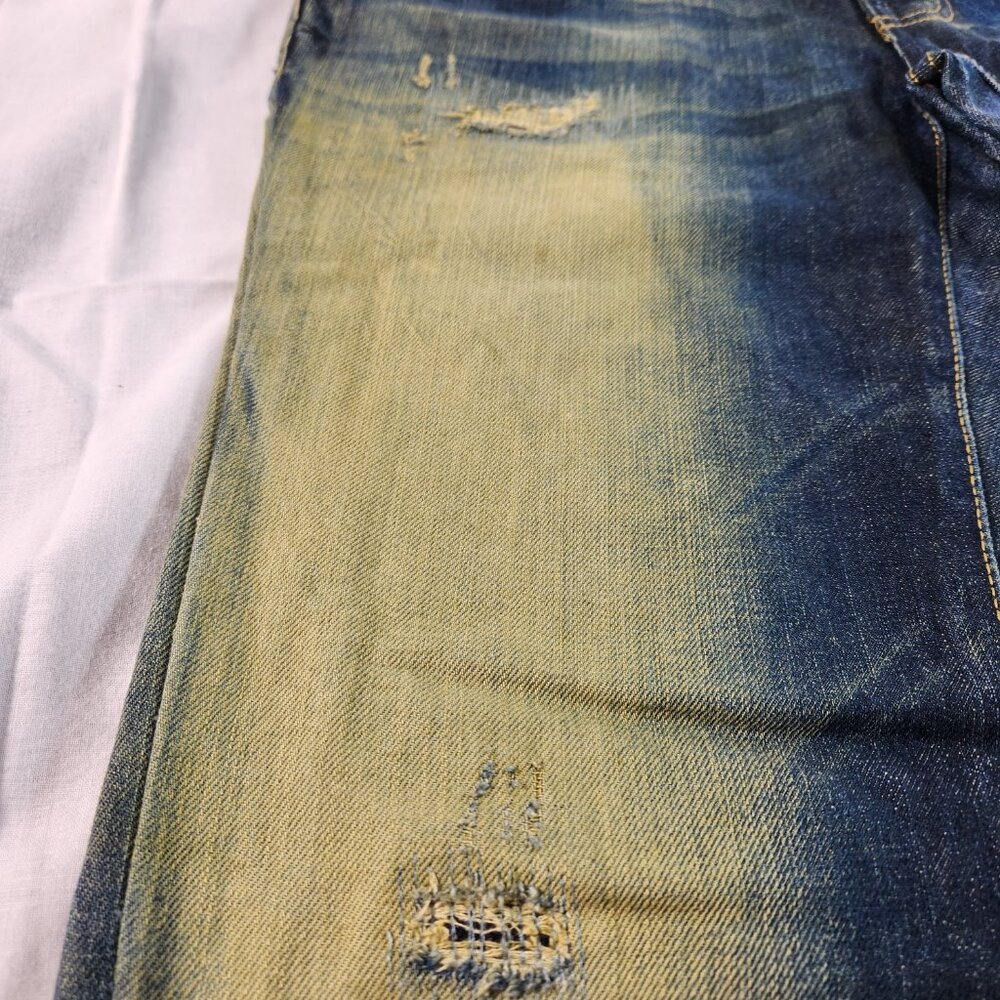 Aeropostale Slim Straight Leg Distressed Jeans Size 30 x 30 Blue 5-Pocket Mens - Picture 7 of 14